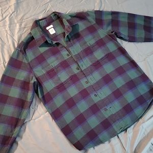 Mens blue and green gap medium button down flannel shirt